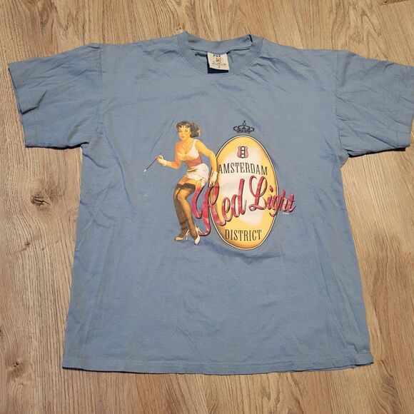 Amsterdam red light district Fox original t-shirt size Medium Light Blue - Picture 1 of 5